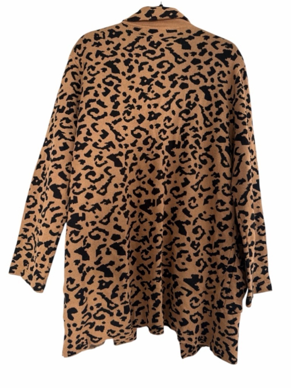 NET.153 Leopard Print Heavy Knit Blazer Jacket - Open Front Cardigan - Size L - Picture 9 of 9